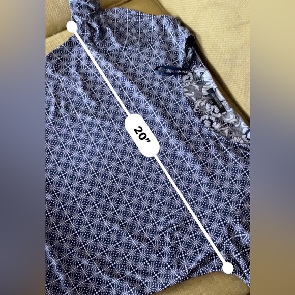 Glamour Dress Women Size 14P Navy Gray White Print Slim Cut Trumpet Sleeves - Picture 10 of 11